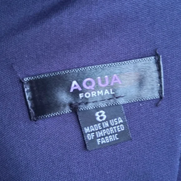 🆕 AQUA Formal Navy Blue Sleeveless Maxi Dress Slit Elegant Evening Gown Size 8 - Picture 13 of 15